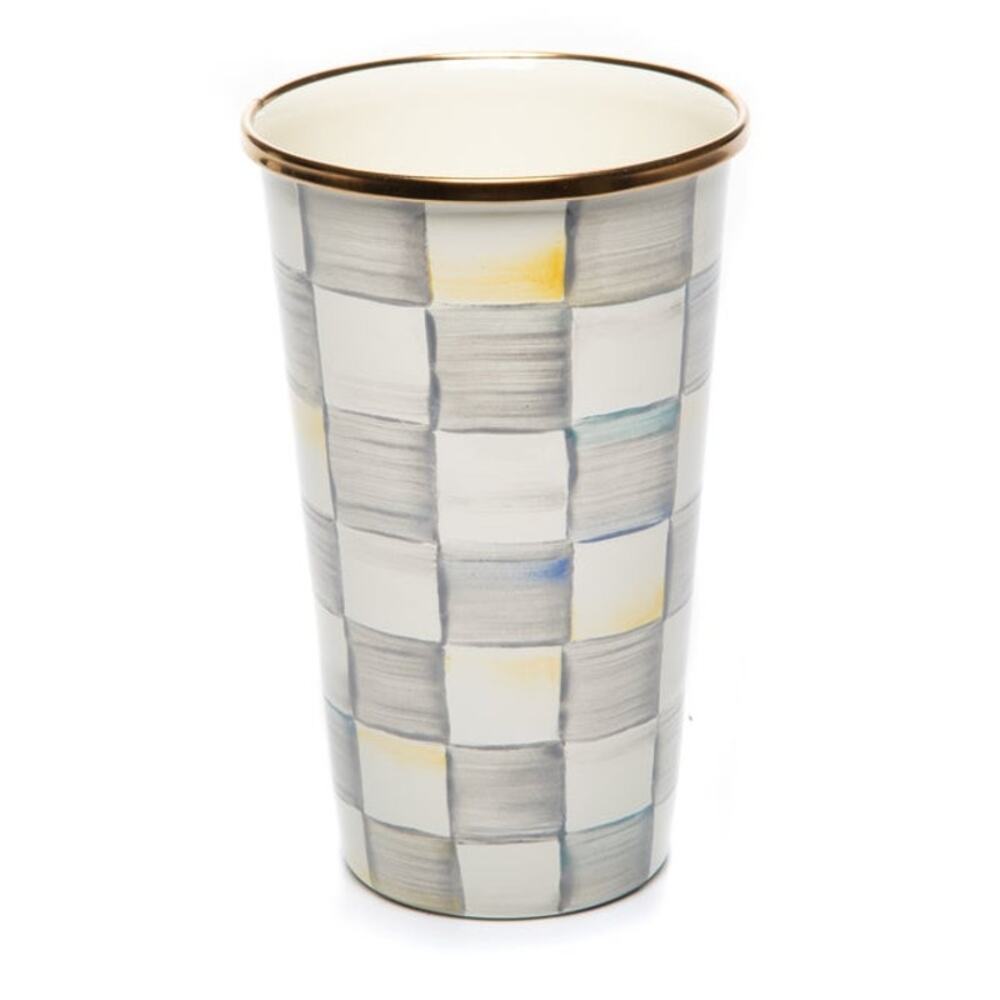 Brand New Mackenzie-Childs Sterling Check 20 Ounce Tumbler